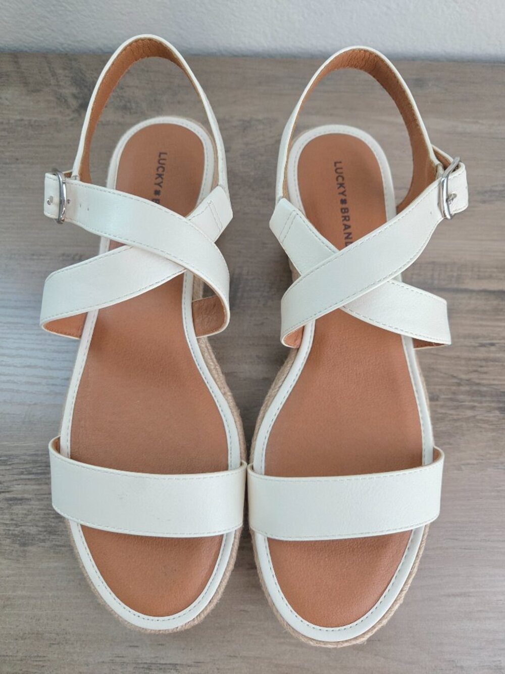 Lucky Brand Women's Trianna Strappy Espadrille Wedge Sandals Off White Size 10M - Picture 9 of 13